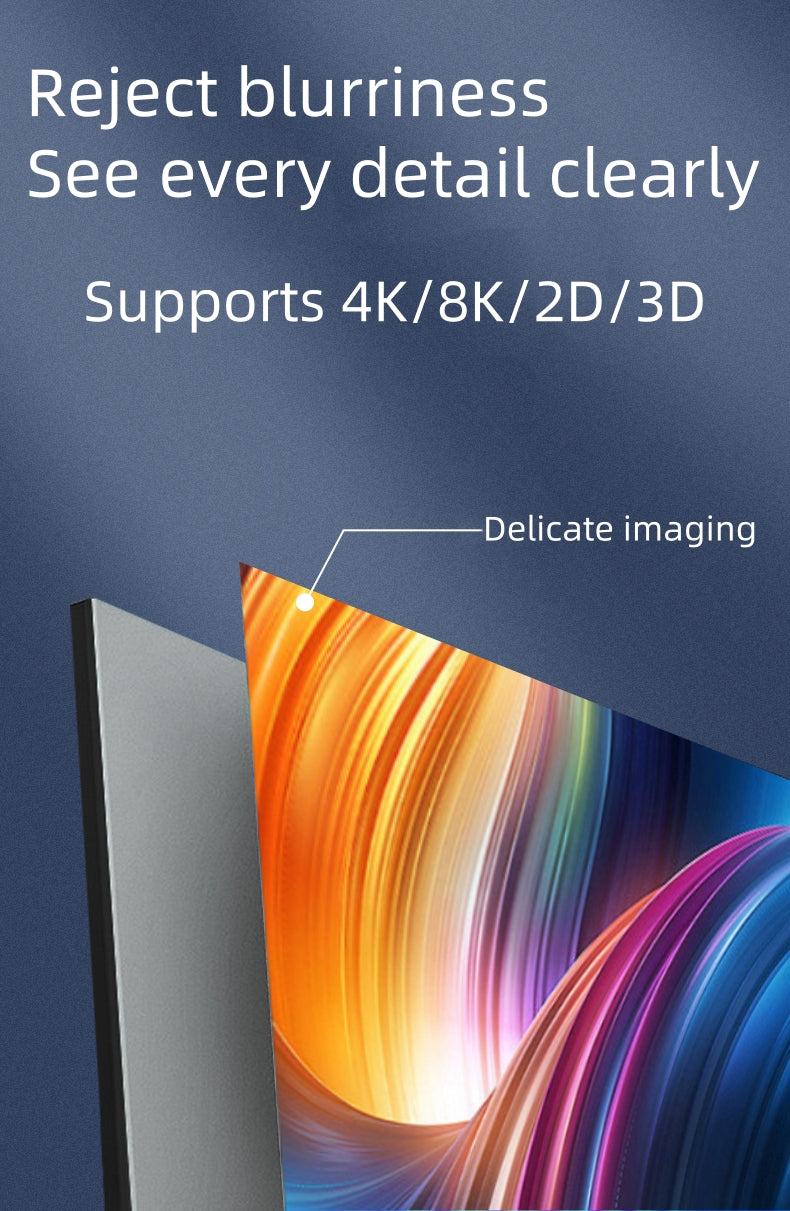 ProView 4K 72"-150"White Crystal Projection Screen, Featuring A Fixed Frame, Suitable For Any Projector