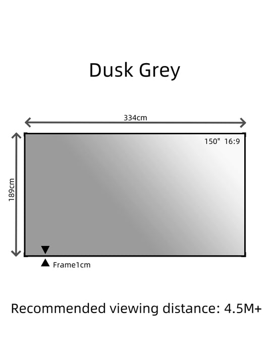 ProView 4K 72”-150” Dusk Grey Projection Screen, Featuring A Fixed Frame, Suits For 1500+ Lumens Projectors