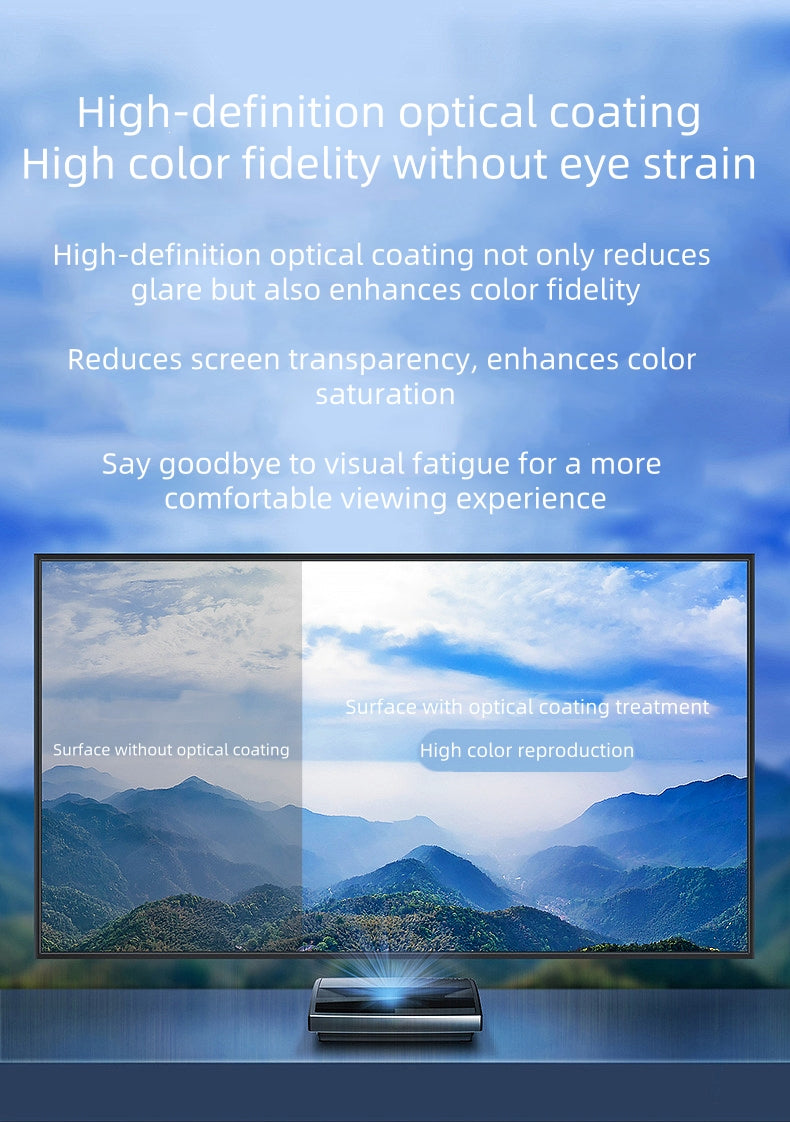ProView 4K 72”-150” Dusk Grey Projection Screen, Featuring A Fixed Frame, Suits For 1500+ Lumens Projectors