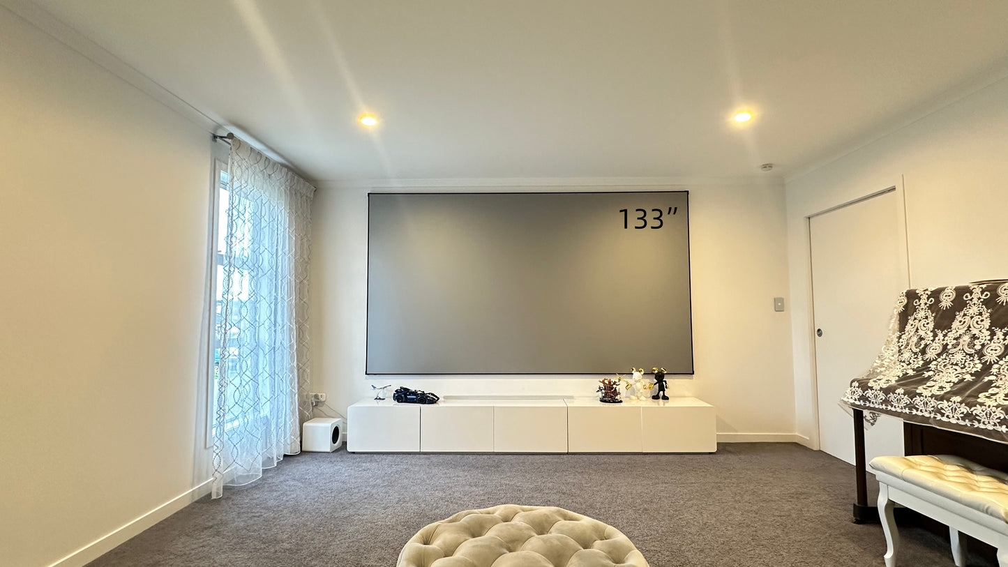 ProView 8K 72”-200” Silver Diamond Projection Screen, Featuring A Fixed Frame, Perfect For Short-throw And Long-throw Projectors