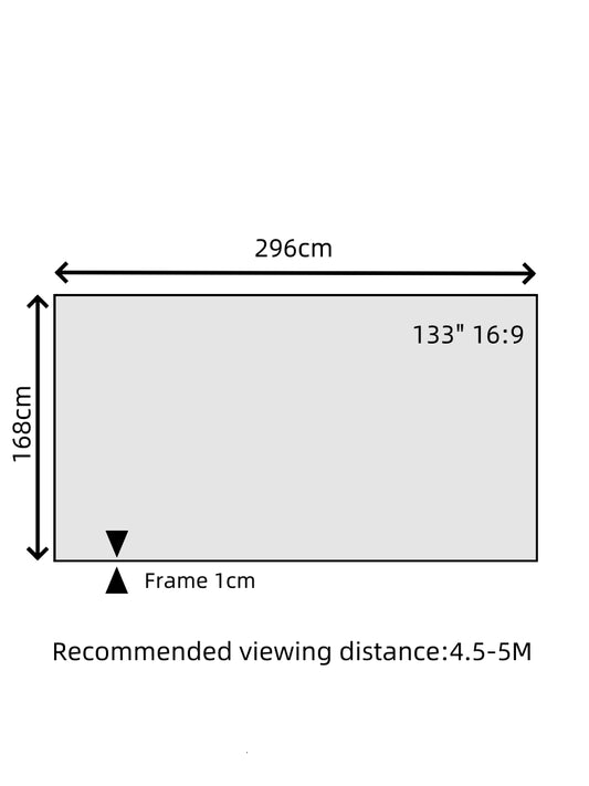 ProView 4K 72"-150"White Crystal Projection Screen, Featuring A Fixed Frame, Suitable For Any Projector