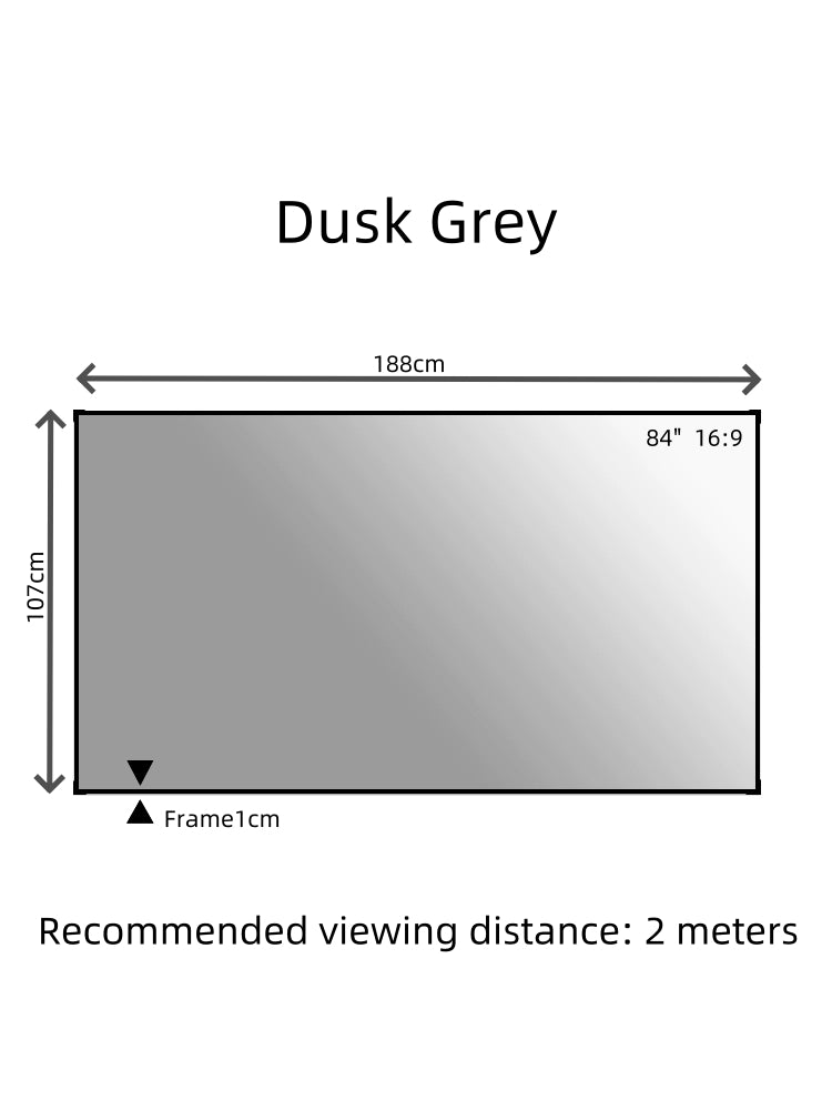 ProView 4K 72”-150” Dusk Grey Projection Screen, Featuring A Fixed Frame, Suits For 1500+ Lumens Projectors