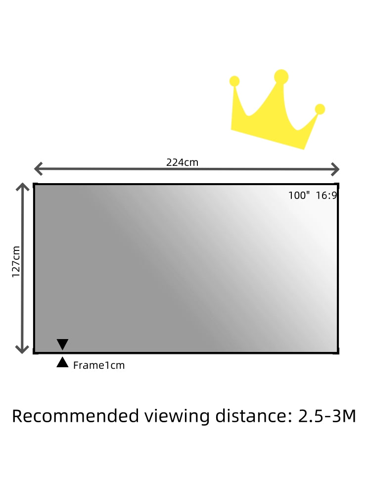 ProView 8K 72”-200” Silver Diamond Projection Screen, Featuring A Fixed Frame, Perfect For Short-throw And Long-throw Projectors