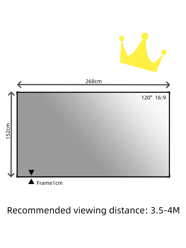 ProView 8K 72”-200” Silver Diamond Projection Screen, Featuring A Fixed Frame, Perfect For Short-throw And Long-throw Projectors