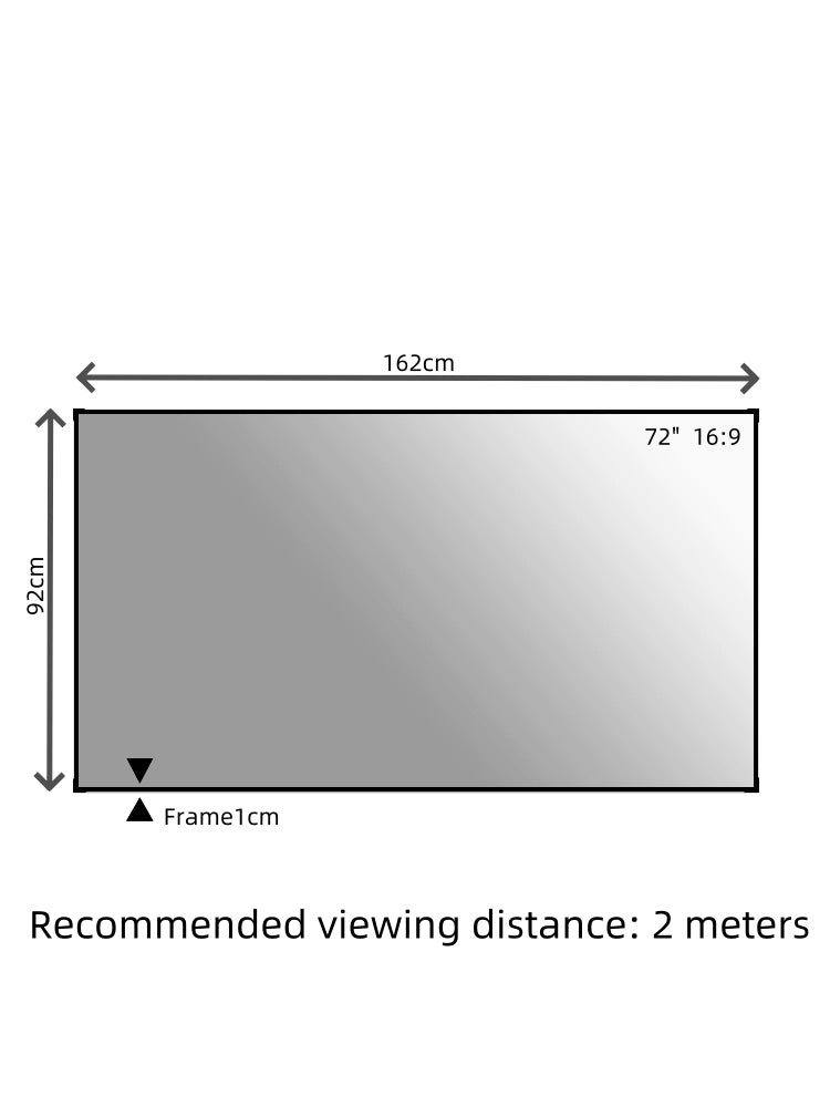 ProView 8K 72”-200” Silver Diamond Projection Screen, Featuring A Fixed Frame, Perfect For Short-throw And Long-throw Projectors