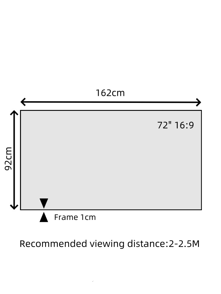 ProView 4K 72"-150"White Crystal Projection Screen, Featuring A Fixed Frame, Suitable For Any Projector